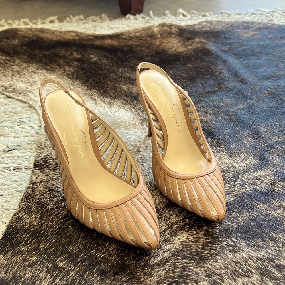 Jessica Simpson tan heels
